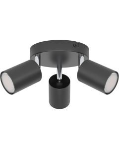  Rondella Faretto GU10 Orientabile Nero Cromo Cornice Elegante 74008