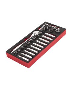 Set Chiavi a Cricchetto e Bussola MILWAUKEE Kit 28 Pezzi Da 1/2"