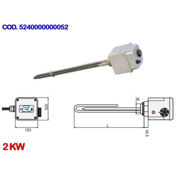 Resistenza Elettrica 230V Bollitore CORDIVARI 2 kW Pannelli Solari Circolazione Forzata