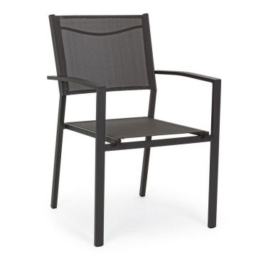Sedia Da Giardino con Braccioli BIZZOTTO HILDE C-BR Antracite In Alluminio
