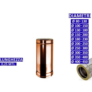 ALLINOX Tubo Doppia Parete In Rame Coibentato 0,25 MTL Modulo Per Canna Fumaria