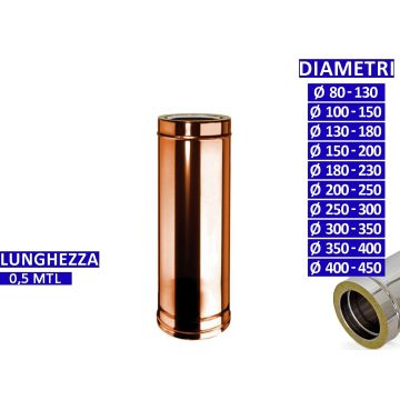 ALLINOX Tubo Doppia Parete In Rame Coibentato 0,5 MTL Modulo Per Canna Fumaria