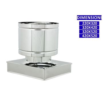 ALLINOX Terminale a Botte Acciaio Inox Canna Fumaria Comignolo Base Rettangolare