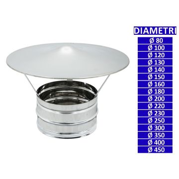 ALLINOX Terminale Cinese Acciaio Inox Canna Fumaria Comignolo Femmina Base Tonda