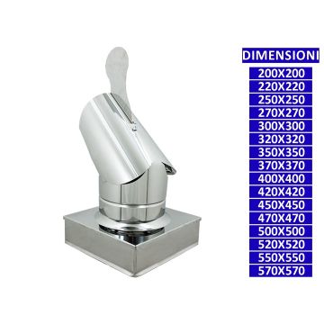 ALLINOX Terminale Gallo Acciaio Inox Canna Fumaria Comignolo Base Quadra