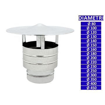 ALLINOX Terminale Antivento Acciaio Inox Canna Fumaria Comignolo Base Tonda