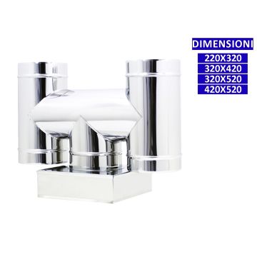 ALLINOX Terminale Ad H Acciaio Inox Canna Fumaria Comignolo Base Rettangolare