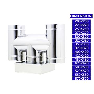 ALLINOX Terminale Ad H Acciaio Inox Canna Fumaria Comignolo Base Quadra
