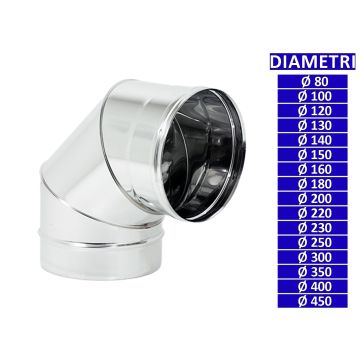 ALLINOX Curva Chiusa 90° In Acciaio INOX Raccordo Canna Fumaria Stufa o Camino