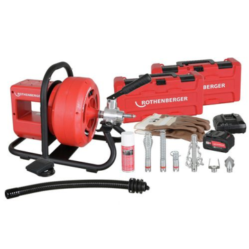 Sturatore Tubazioni ROTHENBERGER RODRUM VarioClean 10V 8Ah Set Spirali e Utensili