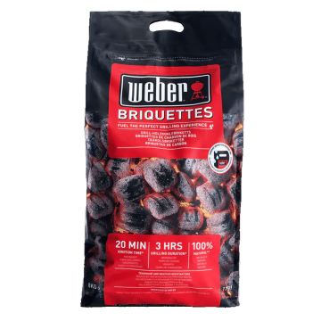 Bricchetti di Carbone Weber da Sacco 8Kg per Barbecue Combustione 3 ore