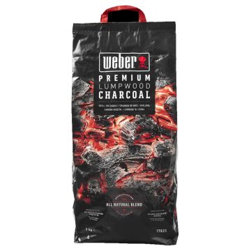 Bricchetti di Carbone Weber PREMIUM LUMPWOOD CHARCOAL da 5Kg per Barbecue con Legno di Faggio, Carpino, Betulla e Quercia