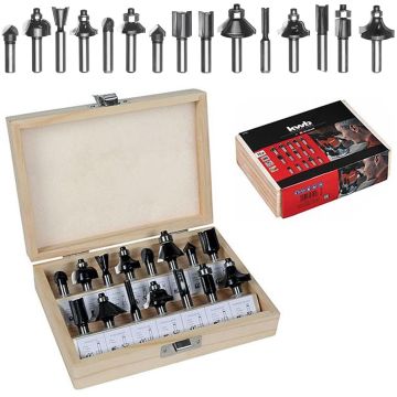 Set Frese Verticali 15 Pz Kwb Einhell Kit Universale Per Fresatrice