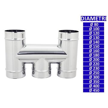 ALLINOX Terminale Ad H Acciaio Inox Canna Fumaria Comignolo Base Tonda