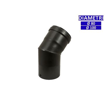 ALLINOX Curva 45° Canna Fumaria Acciaio Nero Raccordo Stufa a Pellet