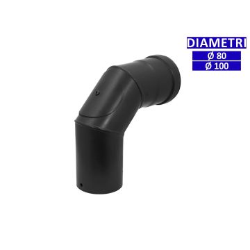 ALLINOX Curva 90° Con Ispezione Canna Fumaria Acciaio Nero Stufa a Pellet