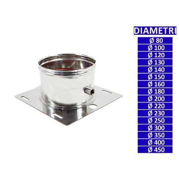 ALLINOX Piastra Di Base Canna Fumaria Raccordo Acciaio Inox