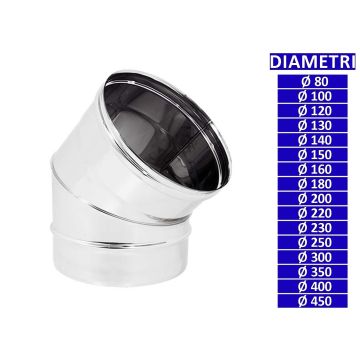 ALLINOX Curva Aperta 45° In Acciaio INOX Raccordo Canna Fumaria Stufa o Camino