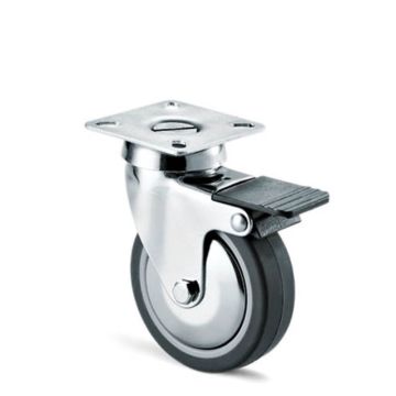 RUOTA SC220CBIS DA 040 GRIGIA CRMT. C/FRENO PIASTRA PARAF.