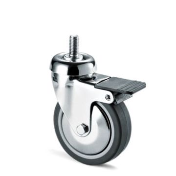 Ruota AVO SC220CBISB da 40 MA 8x30 Girevole con Freno Cromata 