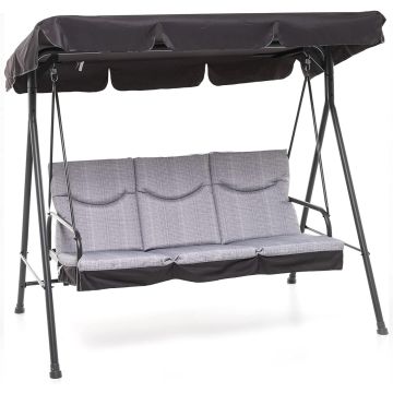 Dondolo Da Giardino Gran Madagascar 3 Posti Reclinabile Colore Antracite