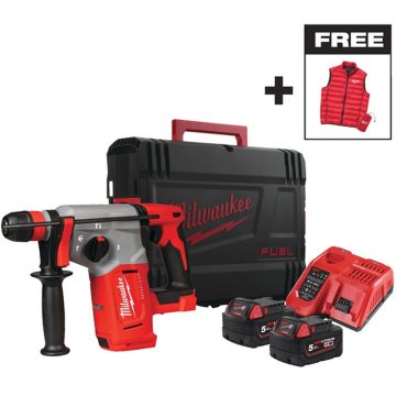 Trapano Tassellatore a Batteria SDS-Plus MILWAUKEE M18 BLHXMC-502X Con Gilet