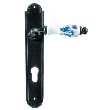 Maniglia Classica per Porta in ferro battuto con porcellana Galbusera Art.2609 Nero Antico