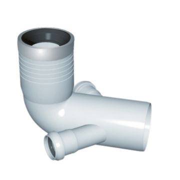 Curva WC 90 Prolungata 2 Attacchi PVC Con Guarnizione e Tappo 