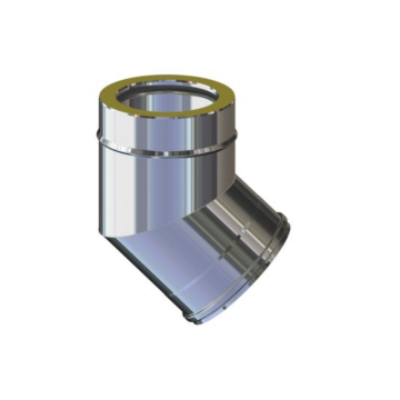 Curva 45° Canna Fumaria Doppia Parete Coibentata Raccordo Acciaio Inox