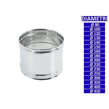 ALLINOX Raccordo Femmina Canna Fumaria Doppio Bicchiere Acciaio Inox