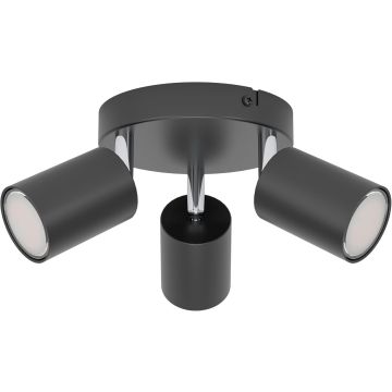  Rondella Faretto GU10 Orientabile Nero Cromo Cornice Elegante 74008