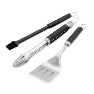 Set di 3 Utensili Weber Precision Pinza Paletta e Forchettone Impugnatura in Gomma