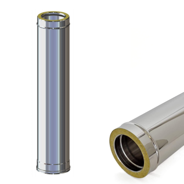 Tubo Coibentato Canna Fumaria Mt. 0,25 Da 80 a 300 mm Doppia Parete Acciaio Inox