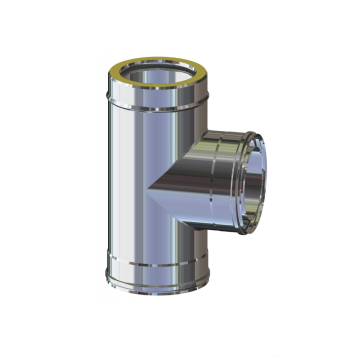 Raccordo a TEE 90° Coibentato Canna Fumaria Doppia Parete Acciaio Inox