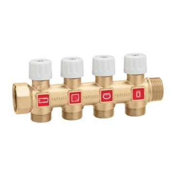 Collettore Componibile 3/4" X3 CALEFFI 354053 Con Valvole Di Intercettazione