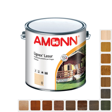 Impregnante Legno 0,75-2,5 Lt. AMONN LIGNEX LASUR Base Solvente Effetto Cera