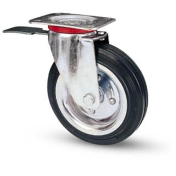 Ruota AVO 80BIS da 80 in Gomma Supporto Medio Girevole con Freno