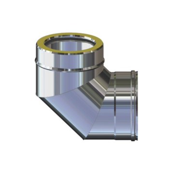 Curva 90° Canna Fumaria Doppia Parete Coibentata Raccordo Acciaio Inox