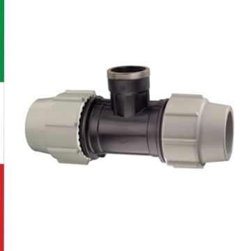 Raccordo a Compressione PN10-16 T 90° Filettato Femmina Per Acqua Potabile