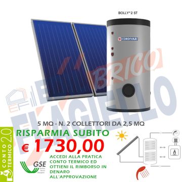 Pannello Solare Cordivari B2 300L 2x2,5mq tetti a Falda Piani e Incasso