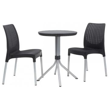 Set Arredo Salotto KETER CHELSEA BALCONY Tavolo + Sedie Da Giardino