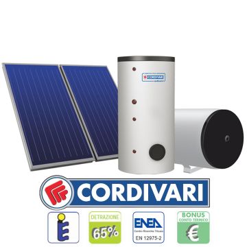 Pannello Solare Sistema Termico Circolazione Forzata Cordivari B1 150 1x2,5 Acqua Calda Sanitaria Tetti A Falda Piani Incasso E Parete