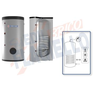 Cordivari Bollitore Polywarm Bolly 1 ST WB da 150 a 1500 con 1 Scambiatore Fisso per produzione di Acqua Calda Sanitaria a Coibentazione Rigida