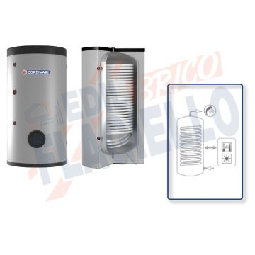 Cordivari Bollitore Polywarm Bolly 1 XL WB da 200 a 1000 con 1 Scambiatore Fisso per produzione di Acqua Calda Sanitaria a Coibentazione Rigida
