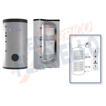 Cordivari Bollitore Polywarm Bolly 2 AP WB da 200 a 500 con 2 Scambiatori Fissi per produzione di Acqua Calda Sanitaria a Coibentazione Rigida