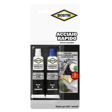 Colla Epossidica Bostik Acciaio Rapid 15 ml Adesivo Metalli Resistente