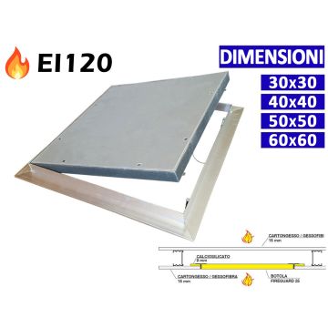 ALLINOX Botola D'Ispezione EI120 In Alluminio Con Lastra Ignifuga Da 25mm