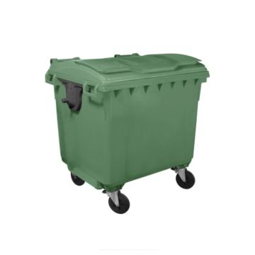 Cassonetto 4 Ruote 1100 Litri Bidone Rifiuti Con Coperchio Verde