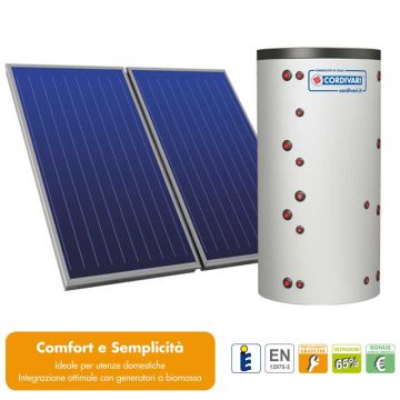 Pannello Solare Sistema Termico Circolazione Forzata Cordivari COMBI 2 500 4x2,5 Acqua Calda Sanitaria E Riscaldamento