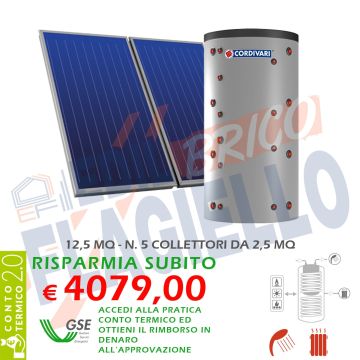 Pannello solare CORDIVARI COMBI 3 1000 lt 5X2,5 MQ CIRCOLAZIONE FORZATA